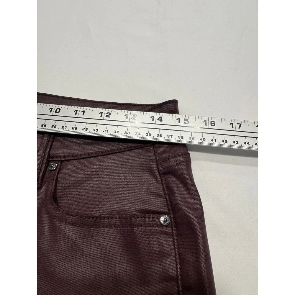 White House Black Market Coated Skinny Pants High Rise 8S Black Cherry Burg NEW